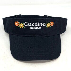Cozumel Mexico Hat Visor DKPS Navy Twill Embroidered Floral Adjustable Tennis